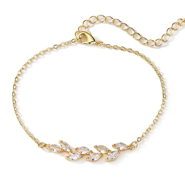 Minnieouse Pulseras de circón para mujer, brazalete con purpurina, accesorio de moda ajustable, rama, estilo elegante, cadena de mano, boda, banquete, Ropa, zapatos y accesorios Miscelánea Oro Minnieouse AP018707-02