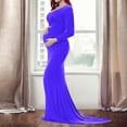 thumbnail image 2 of Vedolay Maternity Dress for Photography Female Long Sleeve Maternity Dress Pregnancy Clothes Dresses for Pictures Blue,L, 2 of 5