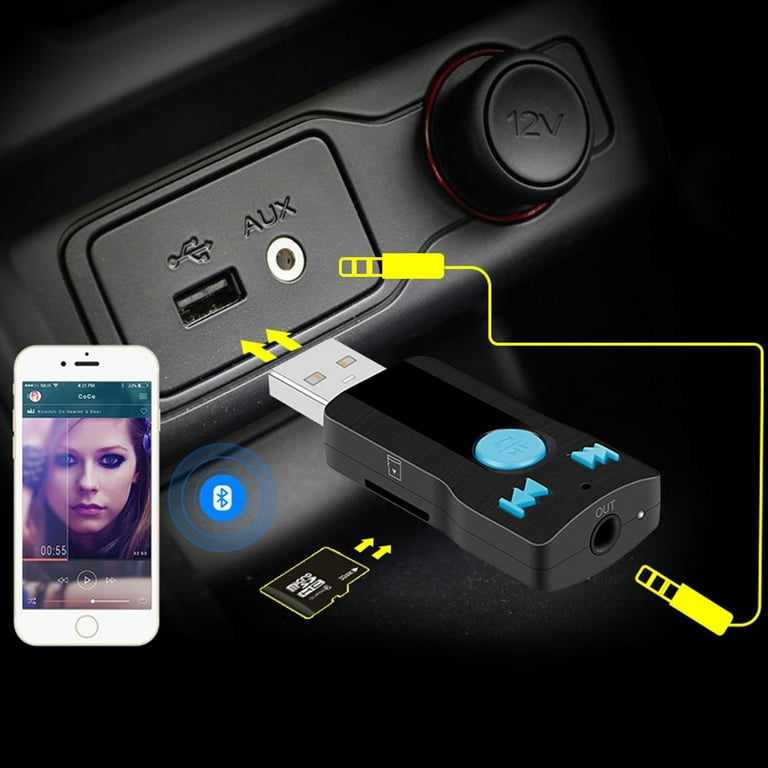Yaju Bluetooth Music Receiver Wireless Car Kit, 3,5 mm Aux Bluetooth Audio  Adapter, Mini Wireless Car Bluetooth Aux Adapter, für Freisprechen, Musik
