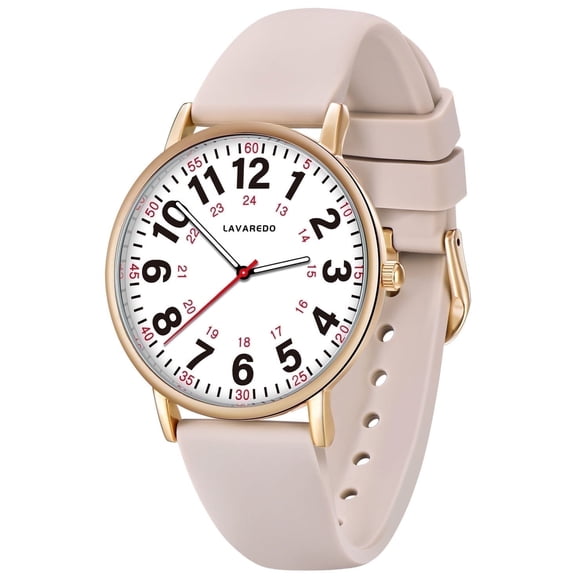 Bomieux Watch for Women Nurse Watch for Doctors Luminous Easy Read Dial,12/24 Hours with Second Hand,Silicone Band,Waterproof Watch Mother's Day gift for Women