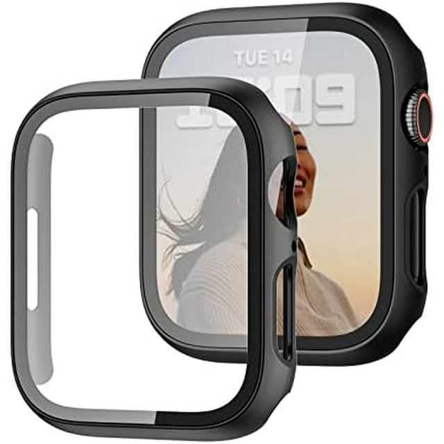 2 Pack Case with Tempered Glass Screen Protector for Apple Watch SE(2023) Series 6/5/4/SE 40mm JZK Slim Guard Bumper Full Coverage Hard PC Protective Cover HD Ultra-Thin Cover for iWatch
