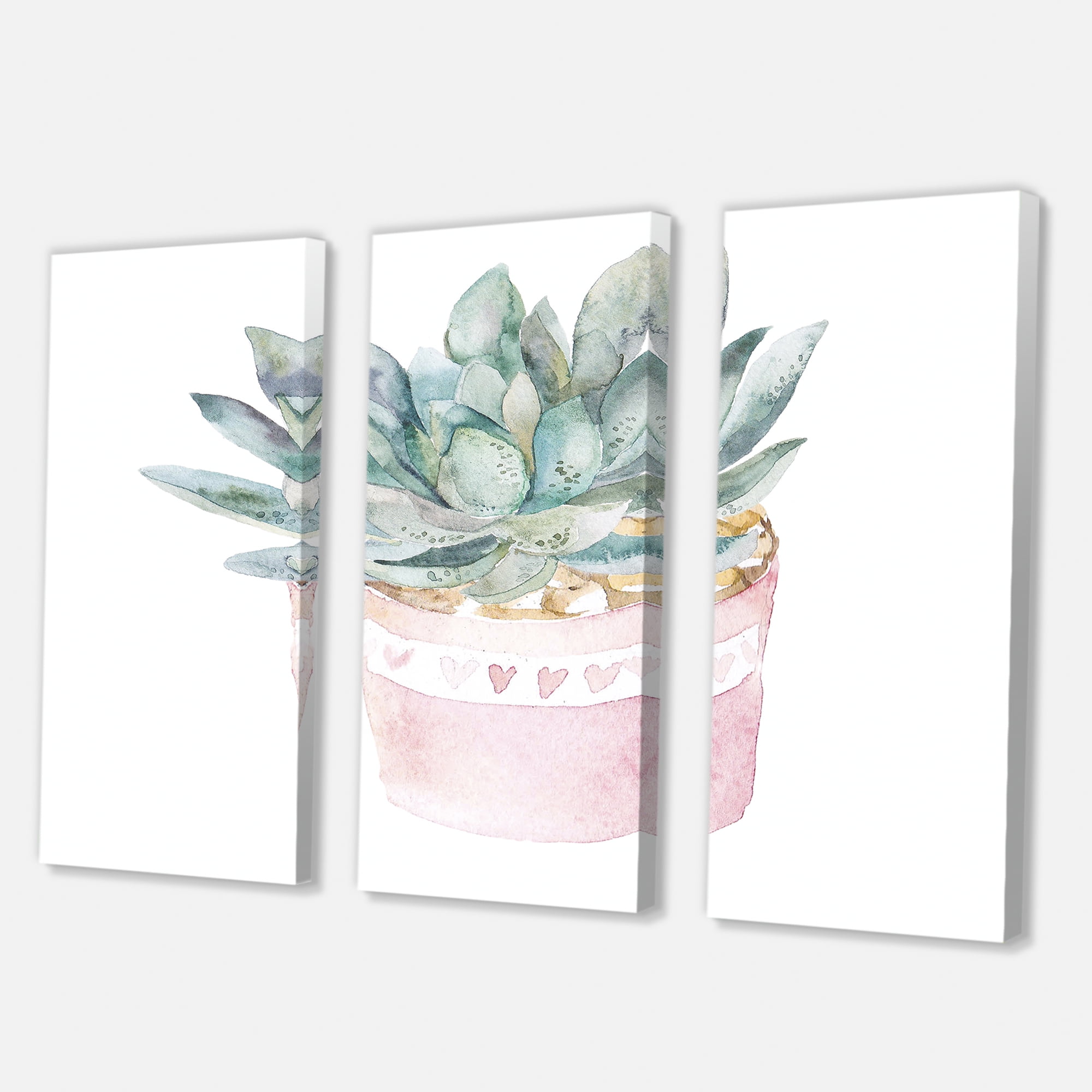 Designart ' Succulent and Cactus House Plants II ' Farmhouse Canvas Wall Art Print