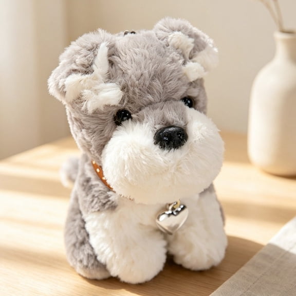 Cute Schnauzer Plush Toys Stuffed Lifelike Puppy Doll Soft Cozy Home Pet Dog Doll Amusing Birthday Gift