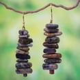 thumbnail image 2 of NOVICA Handmade .925 Sterling Silver Soapstone Beaded Earrings Brass Bauxite Dangle Ghana Bohemian 'Anidaso', 2 of 5