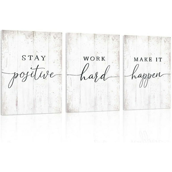 Inspirational Quotes Office Wall Art: Motivational Poster Positive Sayings Office Wall Decor, 3 Piece White Motivation Picture Inspirational Prints 12x16"