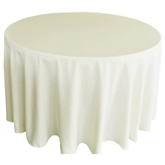 Wedding Linens Inc. 108" Round Premium(200 GSM) Polyester Linen Tablecloth - Ivory