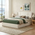 thumbnail image 6 of Queen Lift up  Large Storage Platform Bed Frame with Fabric Upholstered Wingback 41.73" High Headboard, White, 6 of 14