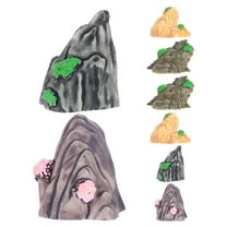 Masteelf 8pcs Miniature Rockery and Pool Figurines Mini Artificial Resin Mountain Hill Figures for Fairy Zen Garden Bonsai Micro Landscape Craft Decors