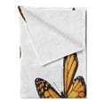 thumbnail image 2 of Butterfly Soft Flannel Fleece Throw Blanket, Monarch Moth Delicate Creature with Wings on Plain Backdrop, Cozy Plush for Indoor and Outdoor Use, 50" x 70", Earth Yellow Orange, by Ambesonne, 2 of 5