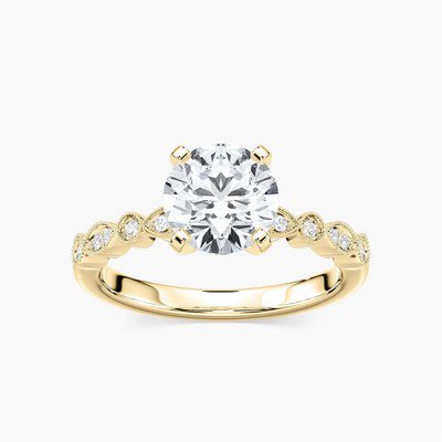 1ct-2.5ct Amore Vintage Engagement CVD Lab Grown Diamond Ring in 14K Yellow Gold