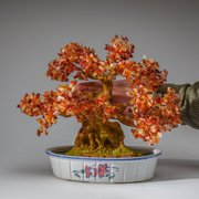 Genuine Carnelian Gemstone Bonsai Tree in Oval Ceramic Pot (11)