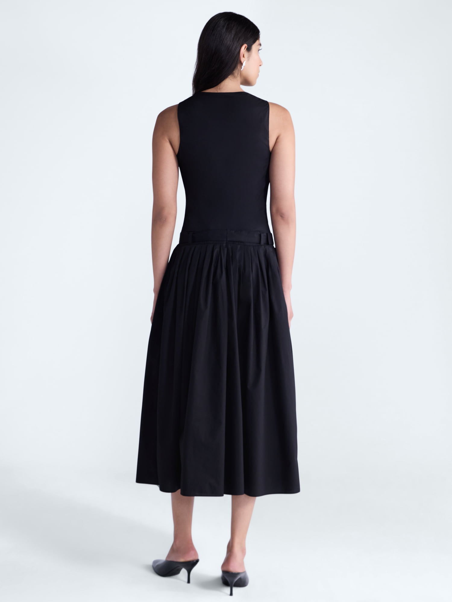 Scoop Women’s Belted Pleated Cotton Maxi Dress, Sizes XS-XXL