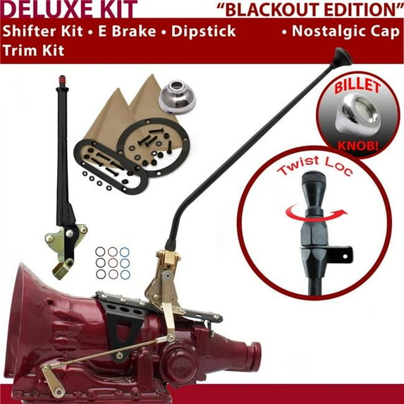 American Shifter AOD Shifter Kit Black 23 in. E Brake Trim Kit Dipstick for F41B6