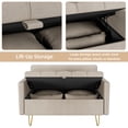 thumbnail image 6 of Homhougo Faux Leather Sofa Couch 44" W Loveseat Sofas with Button Tufted Design and Hand Stitched, Heavy Duty Foundation with Gold Metal Legs, Lift-Up Storage and Bolster Pillows in, Beige, 6 of 6