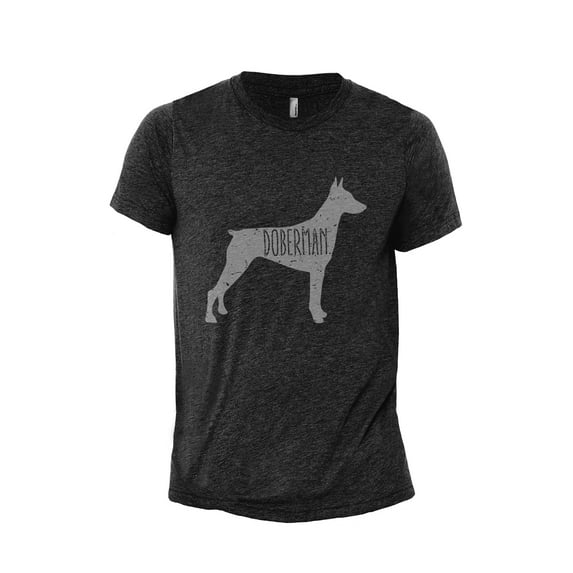 Doberman Dog Silhouette Men's Modern Fit Fun Casual T-Shirt Printed Graphic Tee Charcoal Grey Small