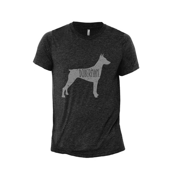 Doberman Dog Silhouette Men's Modern Fit Fun Casual T-Shirt Printed Graphic Tee Charcoal Grey Small