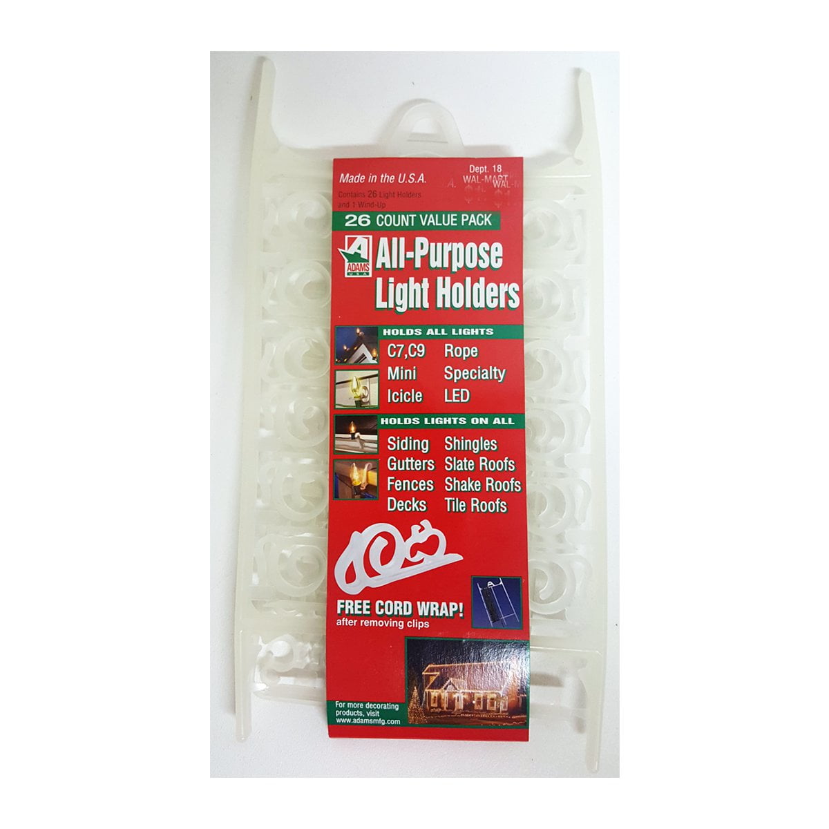 Adams MFG CDSC9010WM05 Allpurpose Light Holder 26 Pieces