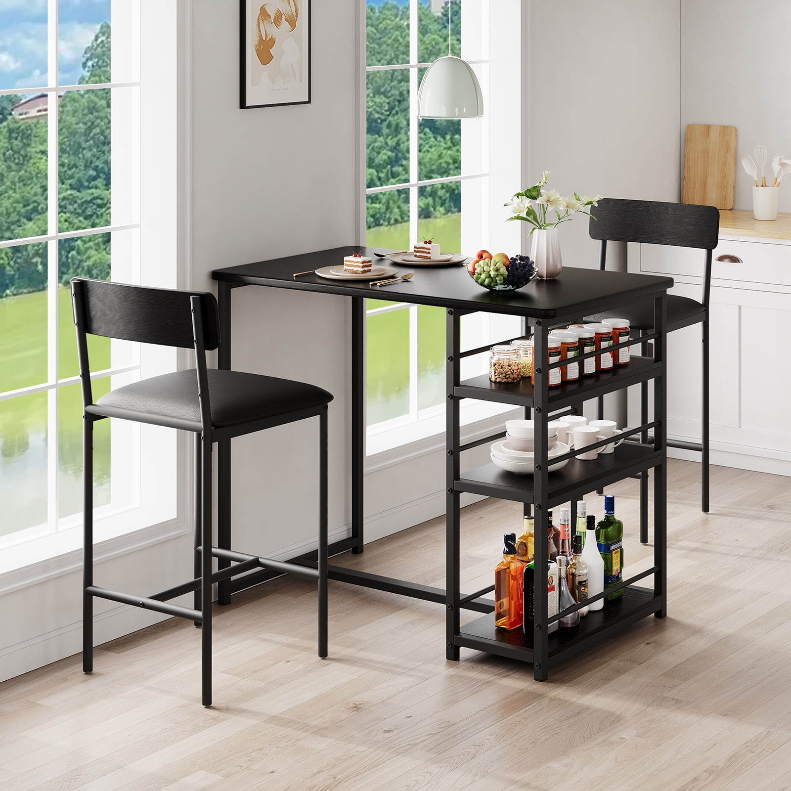COZONY Set of 2/4 Bar Stools, Counter Height with Back & Upholstered Seat, Footrest for Kitchen Island, Bars