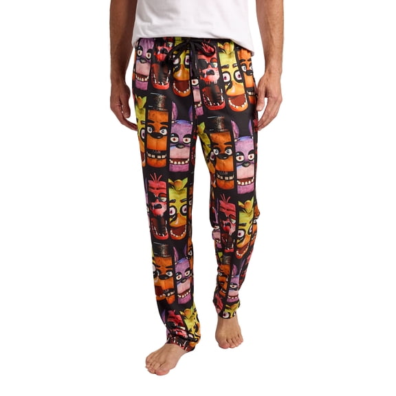 Five Nights At Freddy's Character Panels All-Over Print Men's Black Sleep Pajama Pants -Small