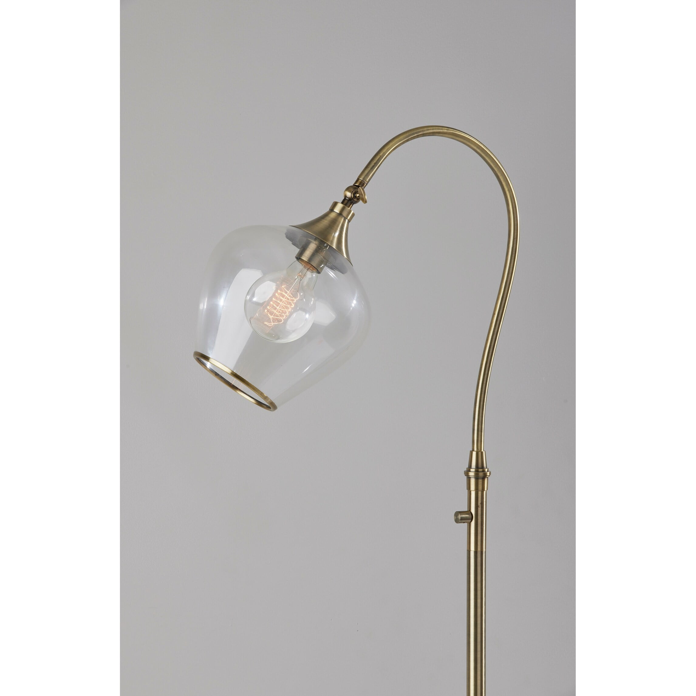 Adesso Bradford Floor Lamp, Dark Bronze, Clear Glass with Metal Rim Shade