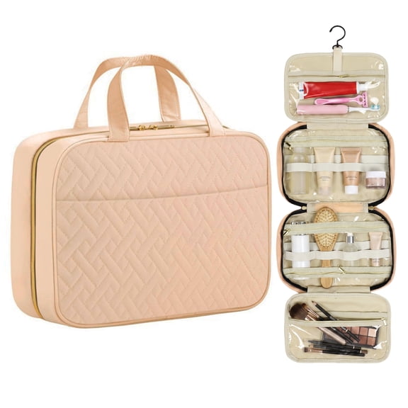 BN-LINK Travel Toiletry Bag,Portable Hanging Toiletry Bag for Women,Toiletries,Large Travel Organizer for Makeup,Cosmetics,Essentials,Pink