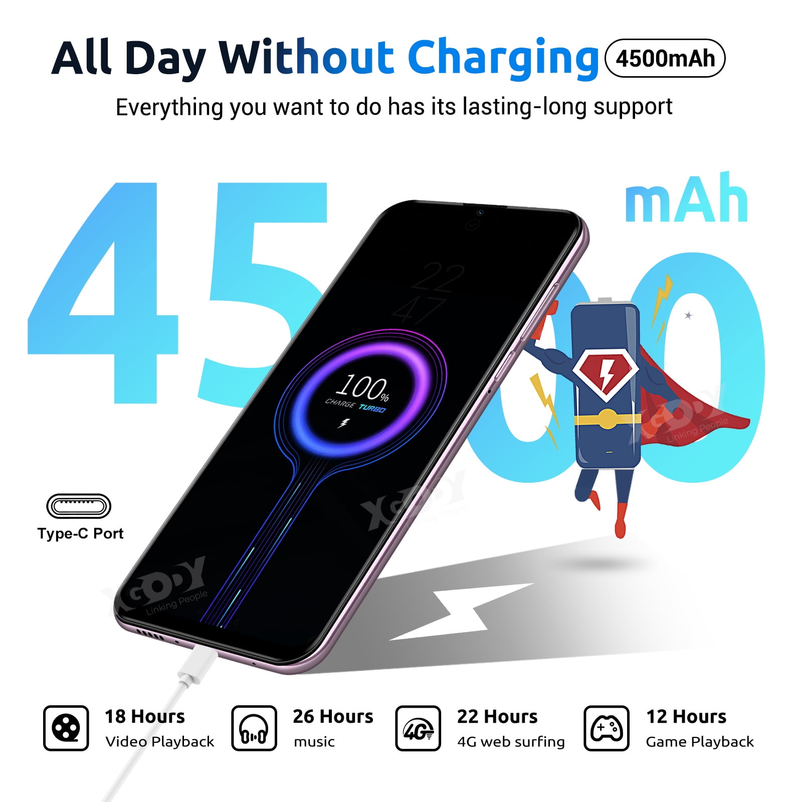 XGODY V50 4G Unlocked Android Smartphones, 64GB T-mobile Phones, 4500mAh Cell Phone, 6.5" Phone Deal,Pink