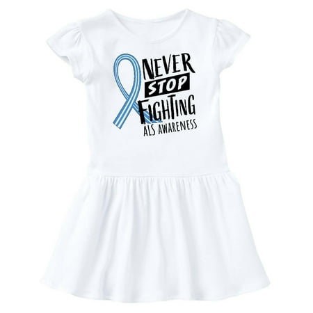 

Inktastic Never Stop Fighting ALS Awareness Gift Baby Girl Dress