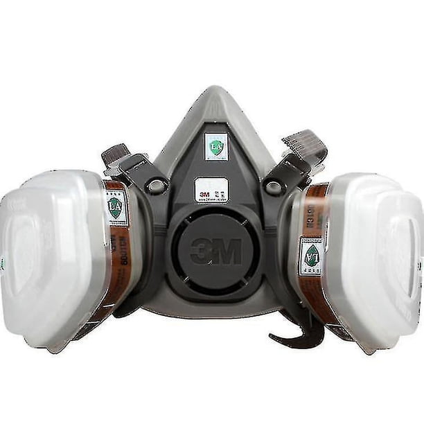 Respirador reutilizable de media cara de 3 m 6200, gases, vapores, polvo, pintura, limpieza, esmerilado, aserrado, lijado, soldadura, correas ajustables para la cabeza, bayoneta C