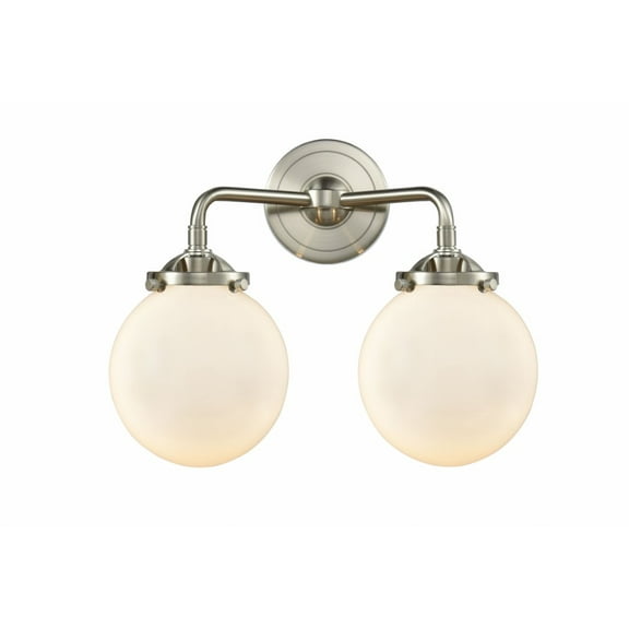 Innovations 2-LT LED Beacon 14" Sconce - Brushed Satin Nickel - 284-2W-SN-G201-6-LED