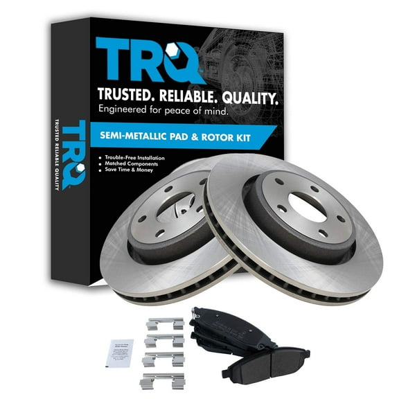 TRQ Front Brake Pad & Rotor Kit Brake Pads Brake Rotor Semi-Metallic Fits Select 2006-2010 Jeep Commander 2005-2010 Grand Cherokee