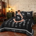 thumbnail image 3 of Manfei Woodland Deer Moose Twin Bedding, Retro US Flag Bedding Comforter Set, Black Grey, Black Reversible 7pcs, 3 of 6