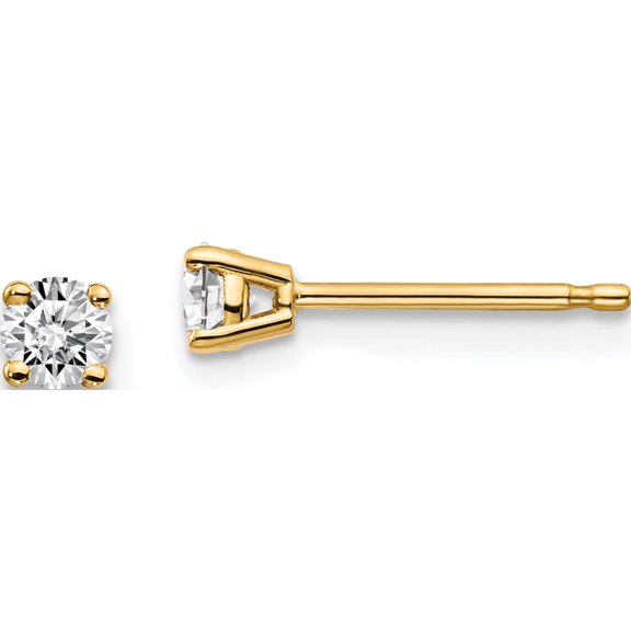 14K Yellow Gold 14Y .25Ct. I1 J-K Diamond Stud Push-On Post Earrings (3.2 X 3.2) Made In United States st2-25