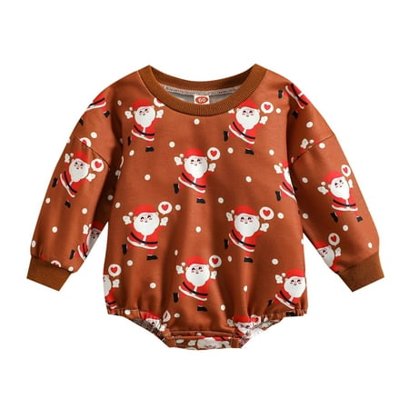 

AIMAOMI Baby Girls Boys Christmas Romper Snowman Santa Print Round Neck Long Sleeve Sweatshirt Jumpsuits Autumn Clothes H