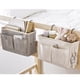 thumbnail image 5 of Bolsa colgante para mesita de noche, cesta organizadora de bolsillo para almacenamiento junto a la cama, de lino y algodón, para literas, dormitorios, color blanco, 5 of 5