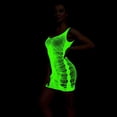 thumbnail image 1 of Pink Temptation Luminous Sexy Lingerie Fishnet Stockings Glowing Shiny plus Size Advanced Top Open Crotch Free off One-Piece Uniform Fluorescent, 1 of 1