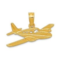 14k Yellow Gold Polished Cessna Plane Pendant Necklace 13x19.4mm Pendant for Women - .7 Grams