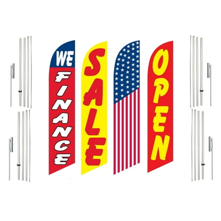 4 Swooper Flags With 4 Pole Kits We Finance Sale America Open