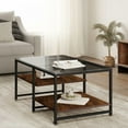 thumbnail image 3 of HOMOOI Glass Coffee Table with Open Storage Shelves and Flexible Heights, Sapele, 3 of 7