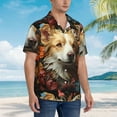 thumbnail image 3 of Pofeuu Vintage Colorful Flower Puppy Print Hawaiian Shirt for Men Sleeves Casual Button Down Summer Beach Dress Shirts T-Shirts,3X-Large, 3 of 7