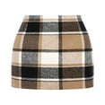 thumbnail image 3 of HLONK Womens Plaid Mini Skirt Bodycon High Waist A line Pencil Skirts Fall Winter Wool Skirts Pink L, 3 of 3