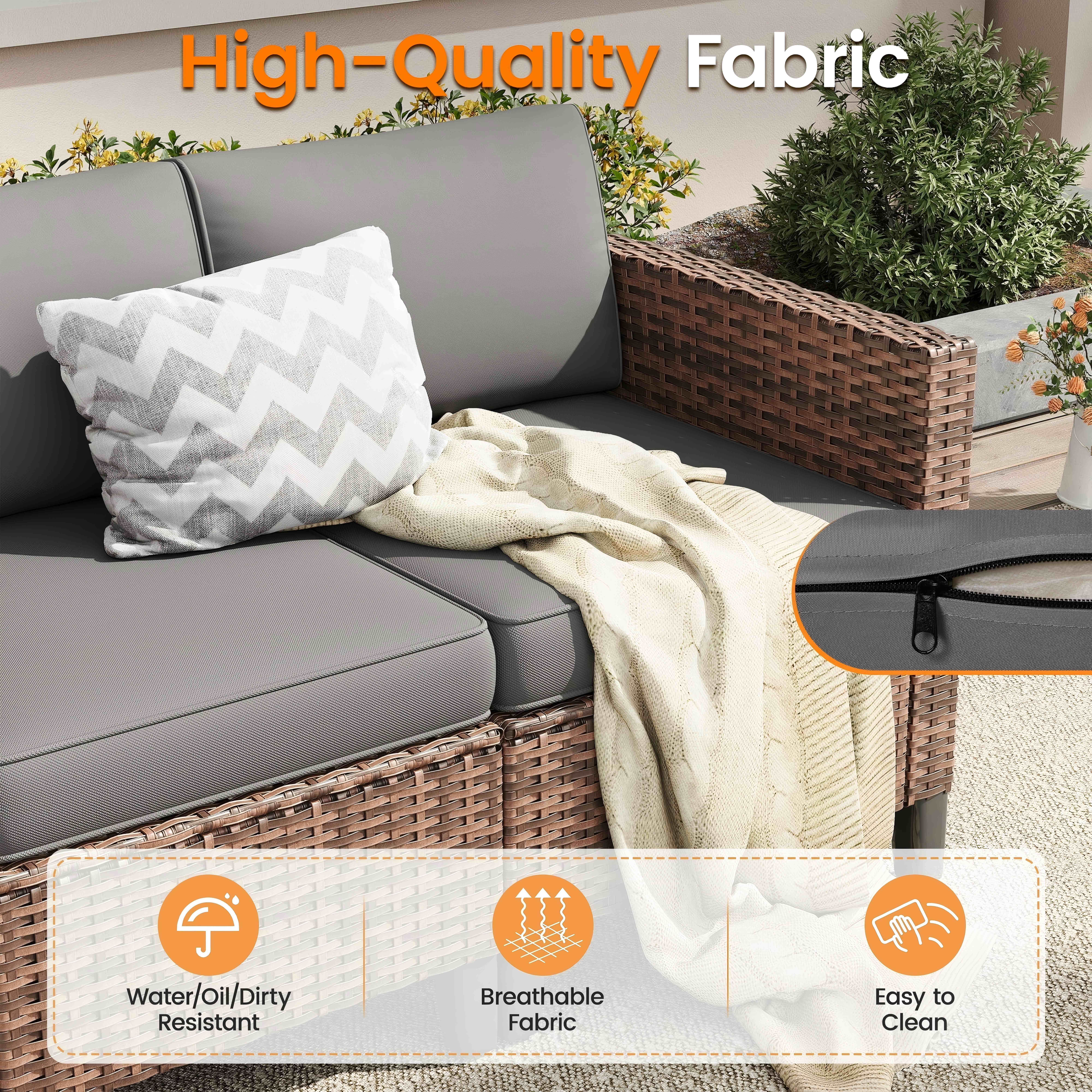 ELPOSUN Patio Furniture Sofa,All-Weather Outdoor Sofa,Outdoor Loveseat Sofa Couch,Weather Resistant Wicker Loveseat with Deep Seat Cushion (ONLY Loveseat Sofa) Grey