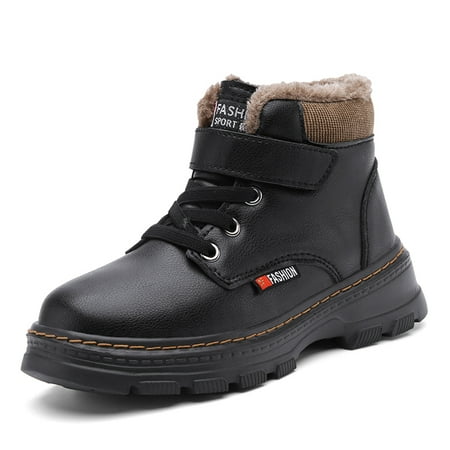 

Winter Martin Booties for Boys Girls Kids Waterproof Velcro Non-Slip Faux Fur Lined for Winter Outdoor