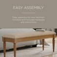 thumbnail image 5 of Maven Lane Elizabeth Traditional Upholstered Wood Bench, Antiqued Natural Finish, 5 of 7
