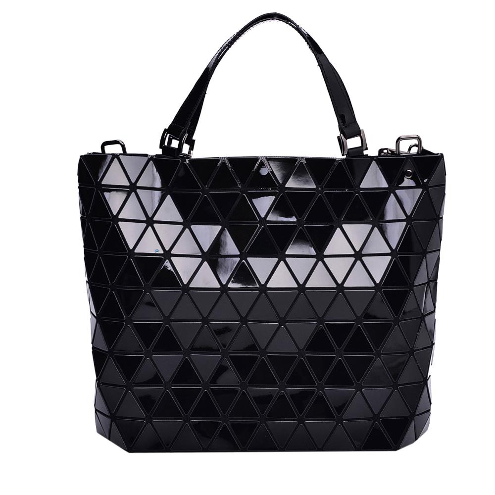 Black Diamond Lattice Handbag for Women Gloss Convertible Shoulder Tote ...