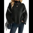 thumbnail image 1 of Suéteres de Punto Grueso para Mujer, Suéteres de Larga con Cuello Alto, Suéteres Holgados, Ropa de Moda de Invierno. Negro S, 1 of 10