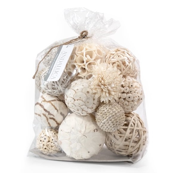 Bolas decorativas para rellenar cuencos, orbes ANDALUCA, color blanco y crema