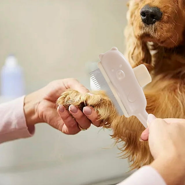 Cat Deshedding Comb with Push Button Hair Release Gentle Grooming Tool for Pet Hair Removal and Detangling for All Coat Types