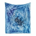 thumbnail image 1 of Watercolor Flower Soft Flannel Fleece Blanket, Small Fish Creepy Snow Cover Ice Crystal Labyrinth Aquatic Ocean Inspired Art, Cozy Plush for Indoor and Outdoor Use, 60" x 80", Blue, by Ambesonne, 1 of 6