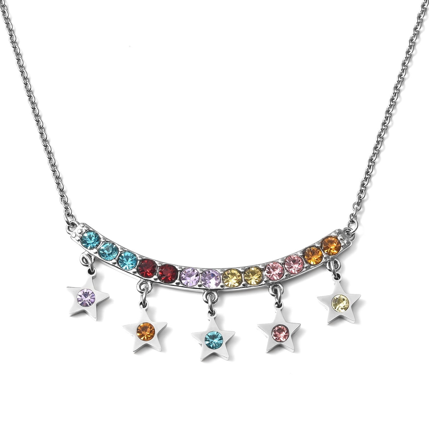 Shop LC Women Necklace Steel Multi Color Crystal 5 Star Size 20'