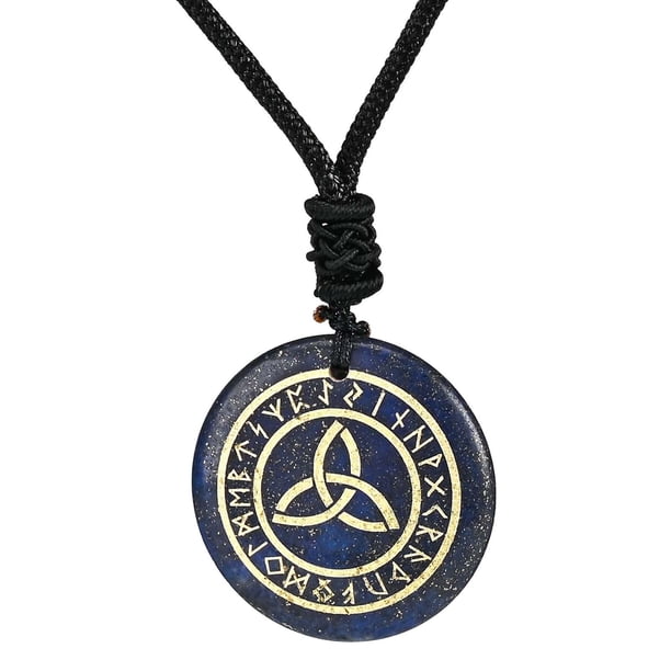 Colgante de triquetra antiguo, collar con colgante de runa, joyería de runas talladas lisas, negro Azul oscuro Yuyangstore COLLAR COLGANTE